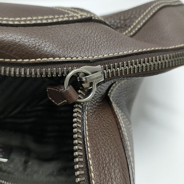 Calfskin Top Handle Bag Brown