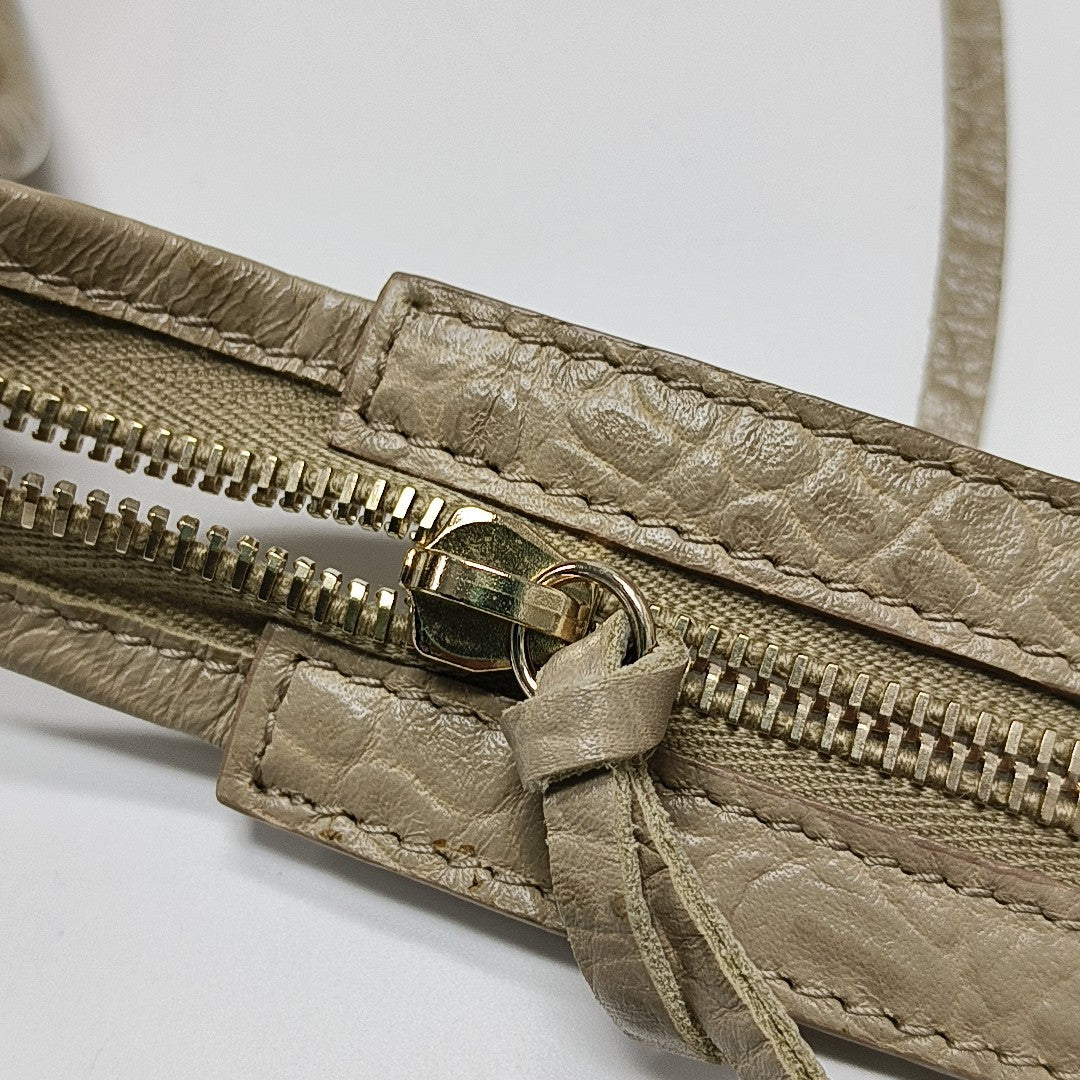 Classic Metallic Edge City Medium Calfskin Beige