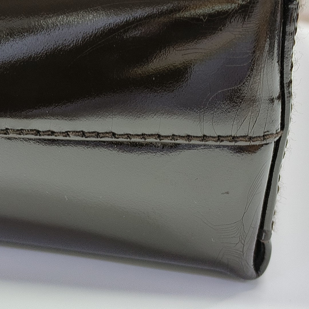Patent Leather Shoulder Bag Brown
