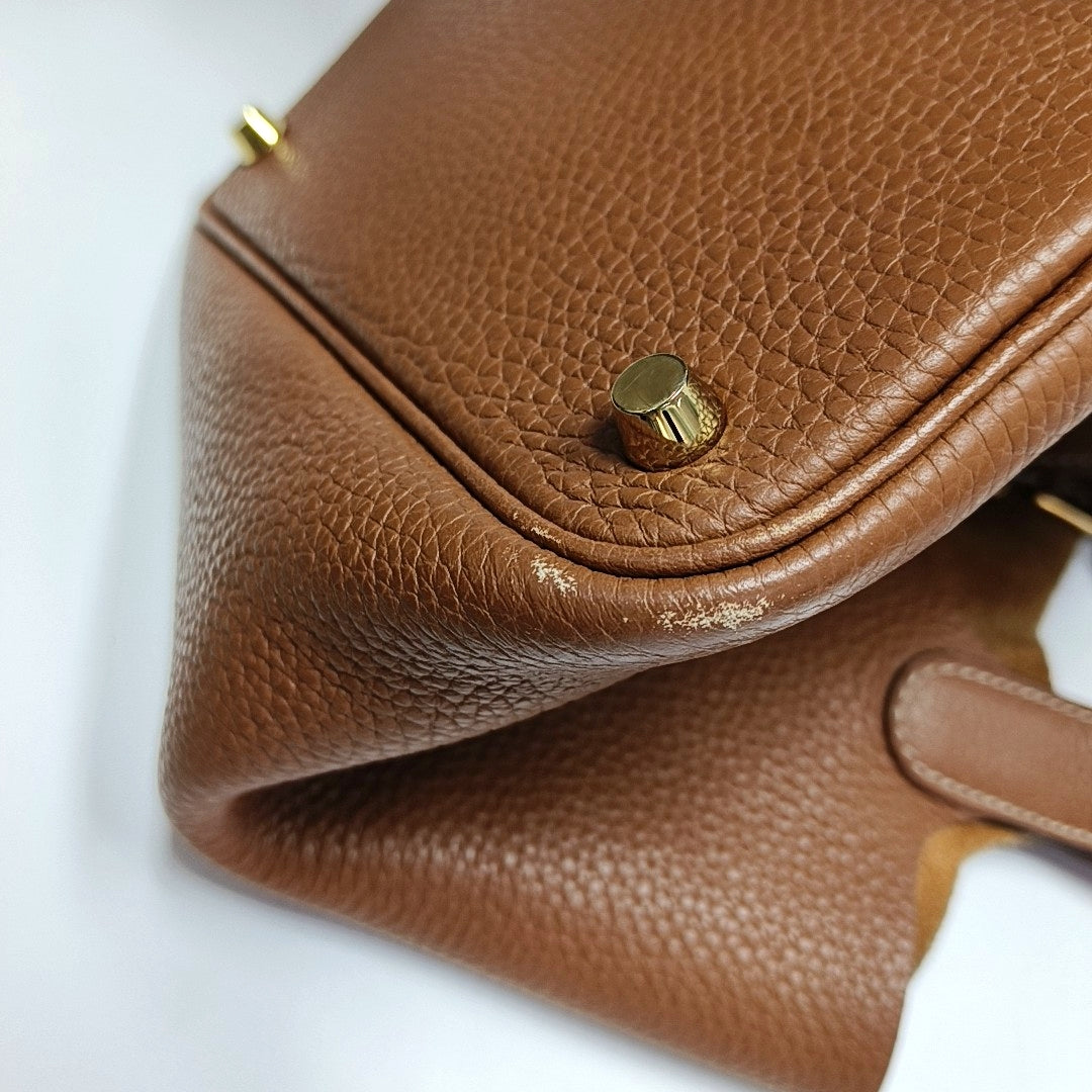 Authenticated pre-owned  Picotin Lock 18 Clemence Brown - Bucket Bag at Looply