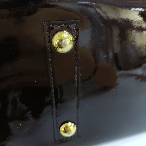 Authenticated pre-owned  ALMA PM Monogram Patent Leather Burgundy - Top Handle Bag at Looply