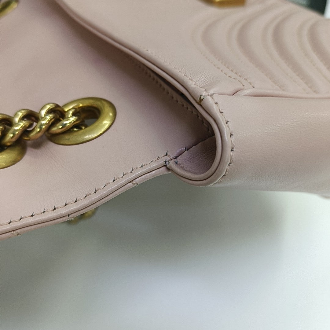 GG Marmont Medium Quilted Calfskin Pink