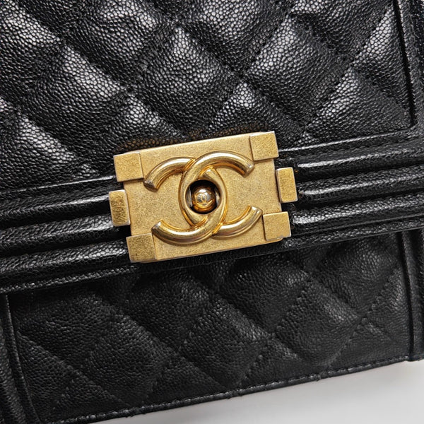 BOY CHANEL Mini Quilted Grained Calfskin Black