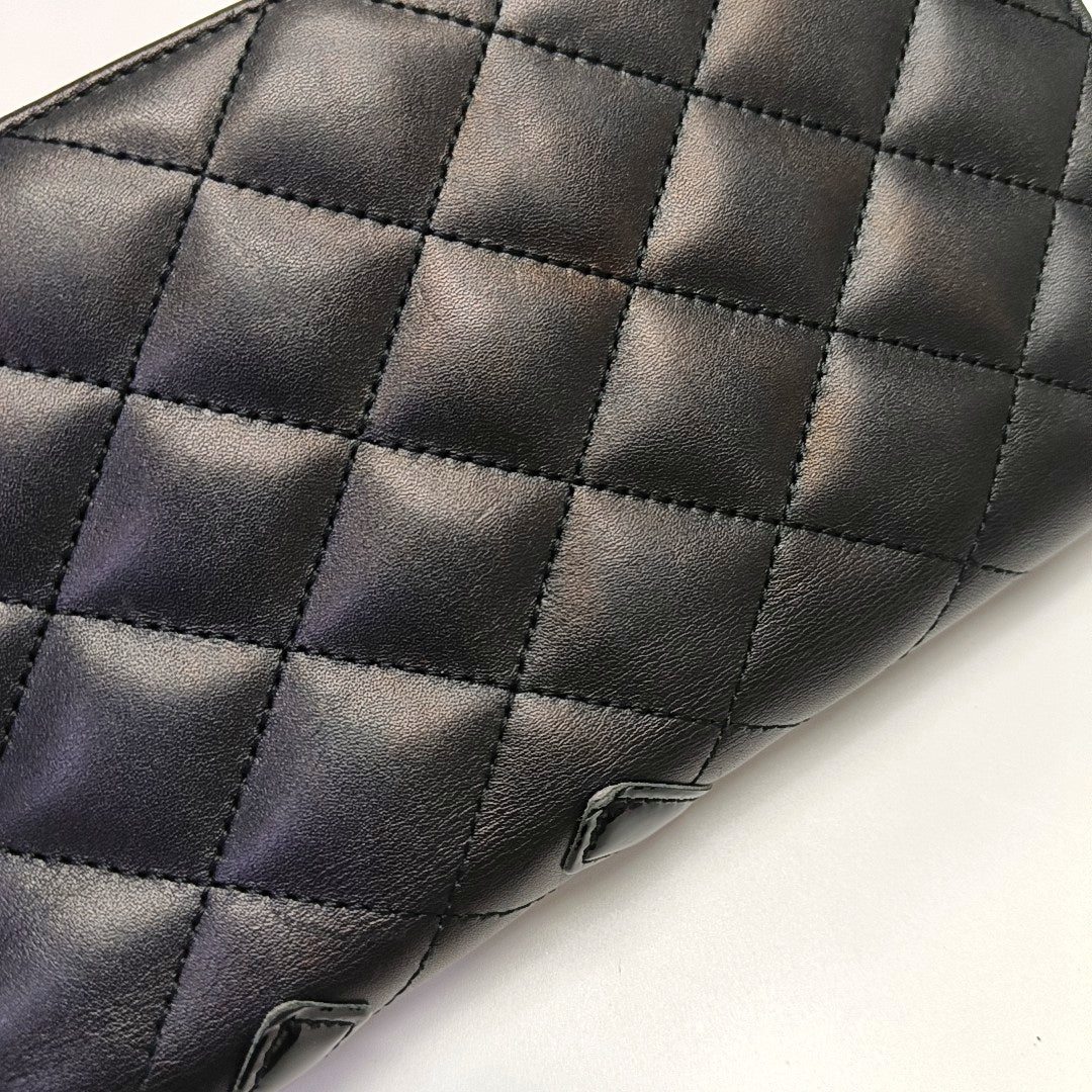CAMBON Quilted Calfskin Black Wallet