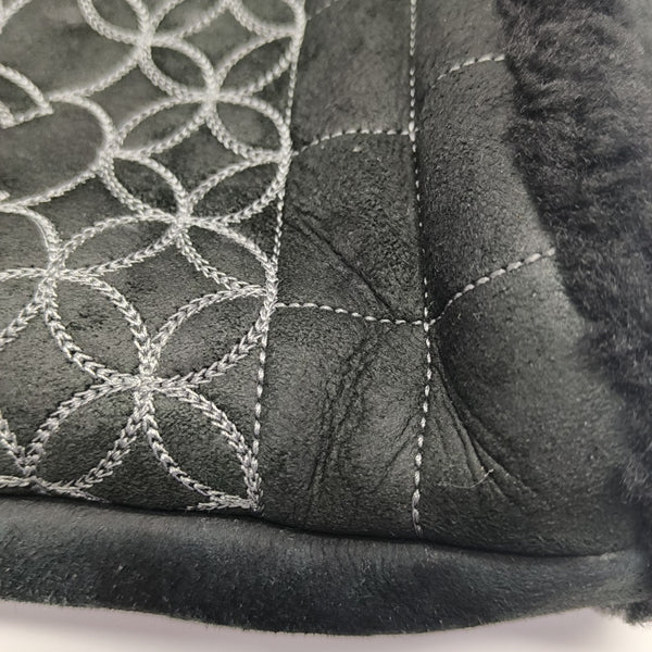 Quilted Fabric Top Handle Bag Black