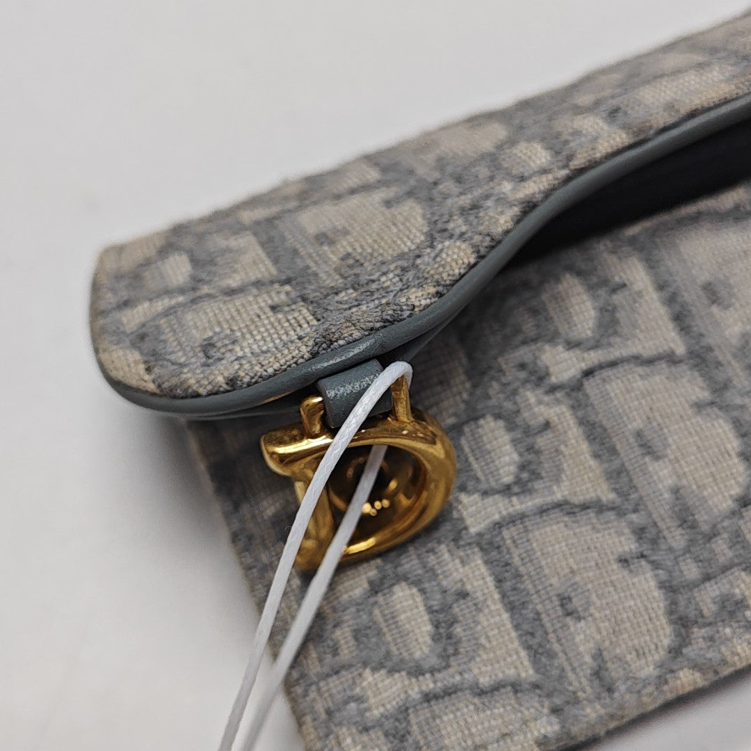 Saddle Mini Oblique Fabric Gray Card Holder