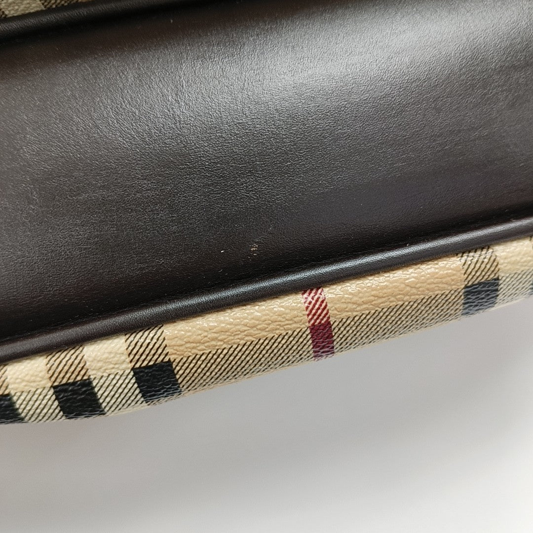 Coated Canvas Shoulder Bag Beige