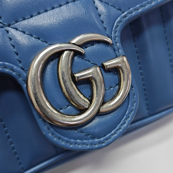 GG Marmont Mini Quilted Calfskin Blue