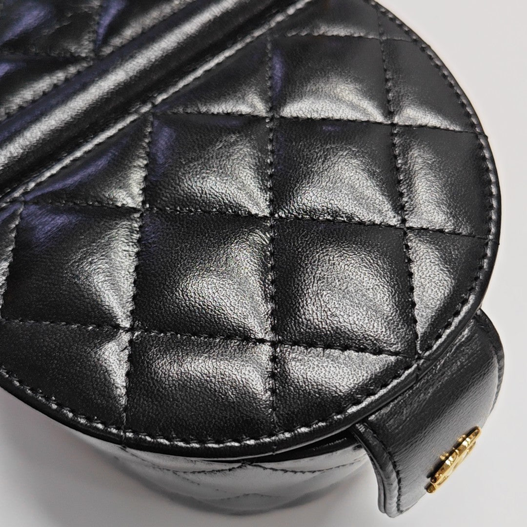 Quilted Calfskin Top Handle Bag Black