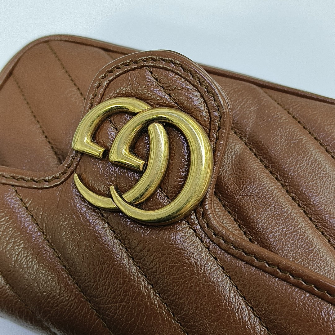 GG Marmont Mini Quilted Calfskin Brown