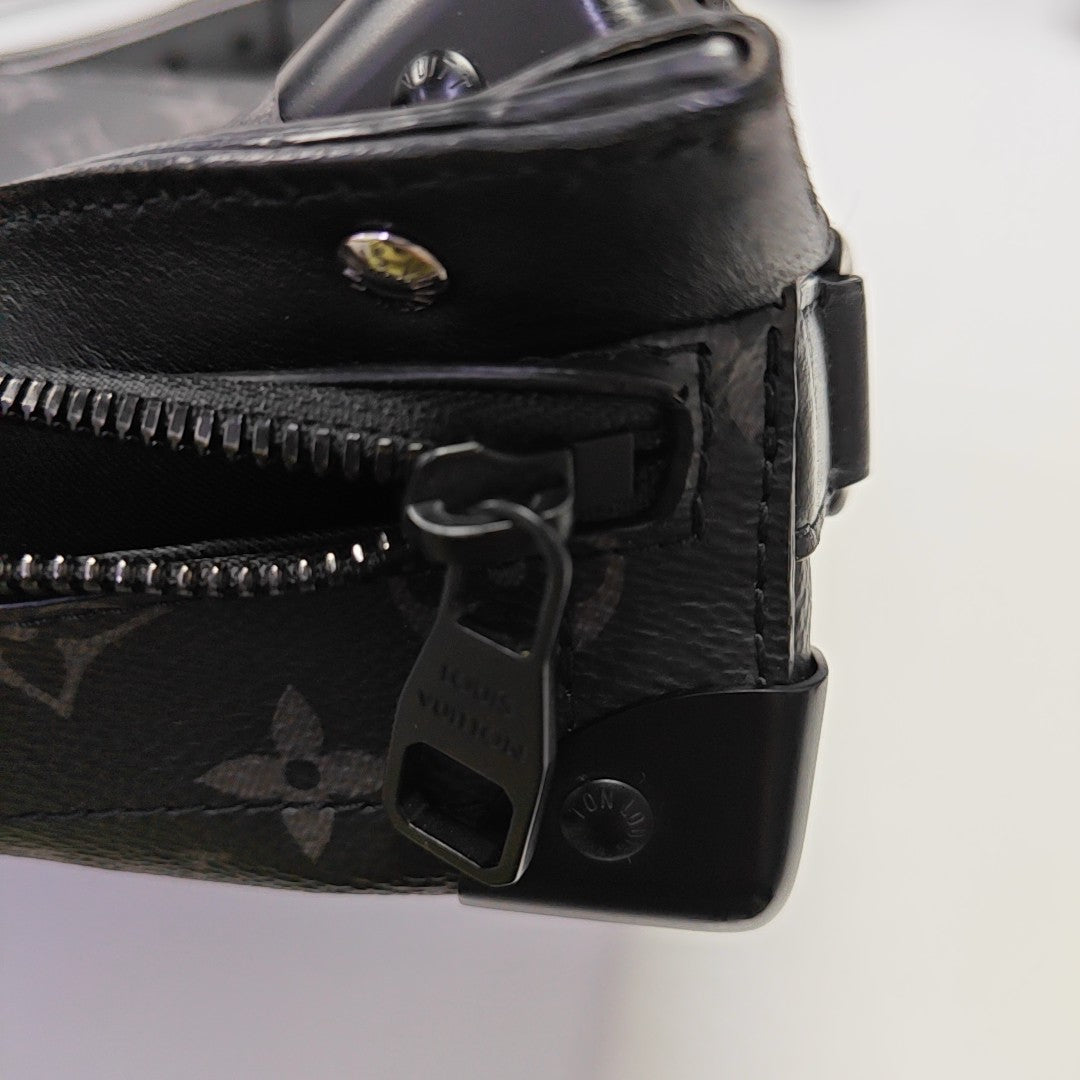 Monogram Coated Canvas Shoulder Bag Black