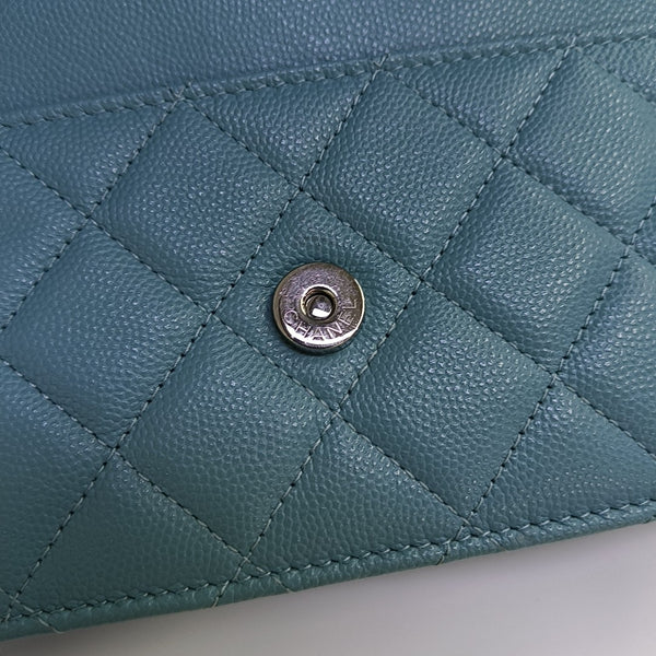 CHANEL 19 Small Quilted Grained Calfskin Blue