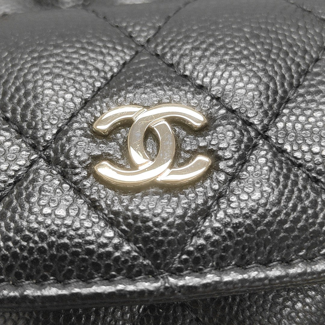 Quilted Grained Calfskin Backpack Mini Black