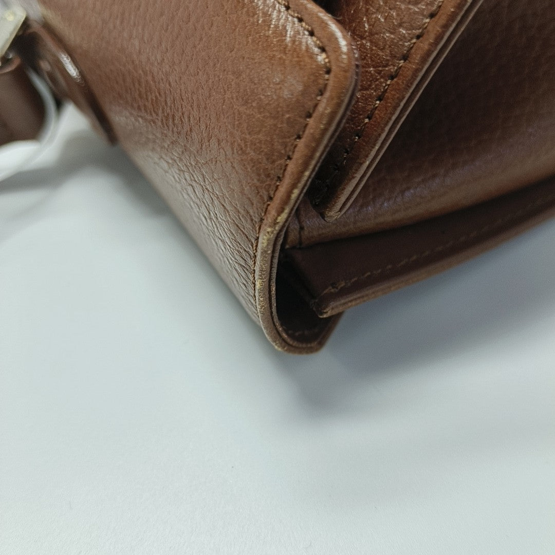 Calfskin Top Handle Bag Brown