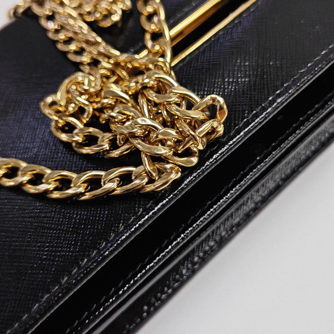 Saffiano Calfskin Shoulder Bag Black