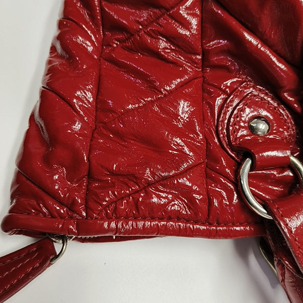 Quilted Patent Leather Shoulder Bag Red
