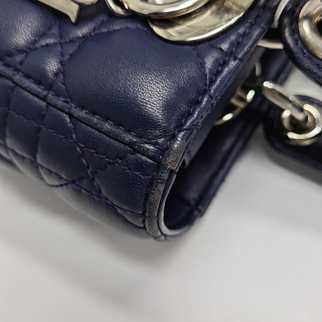 Lady Dior Small Cannage Lambskin Blue