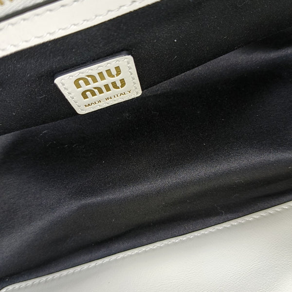 Leather Top Handle Bag White