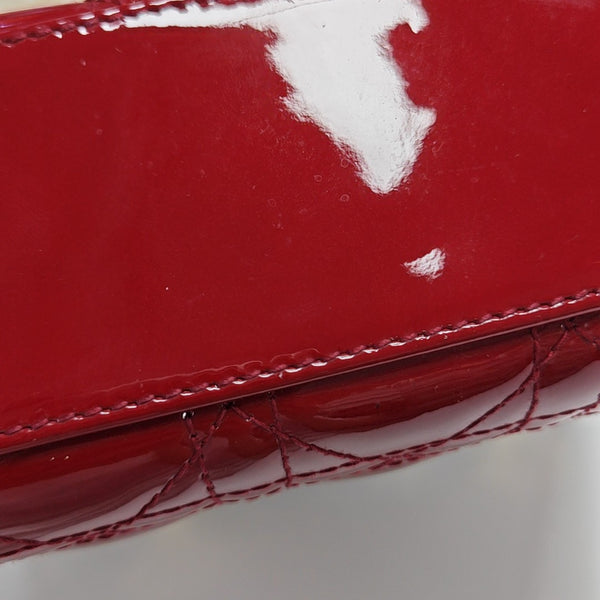 Lady Dior Mini Cannage Patent Leather Red