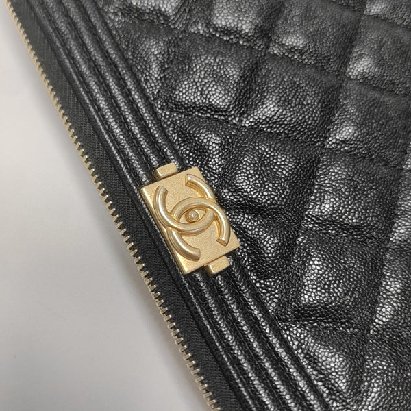 BOY CHANEL Large Quilted Grained Calfskin Black