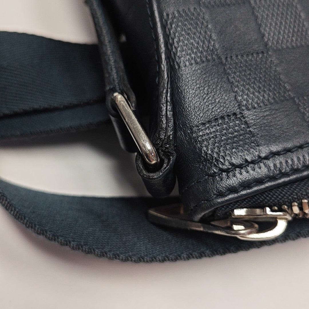 Damier Calfskin Crossbody Bag Blue