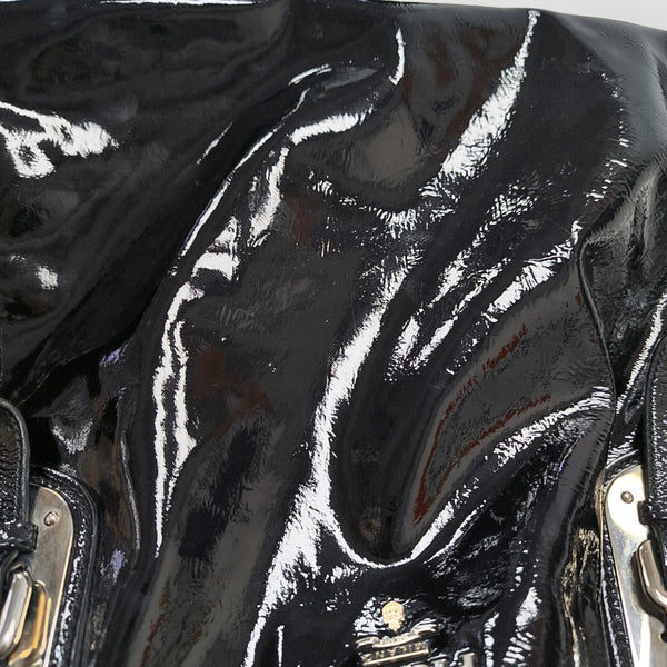 Patent Leather Top Handle Bag Black