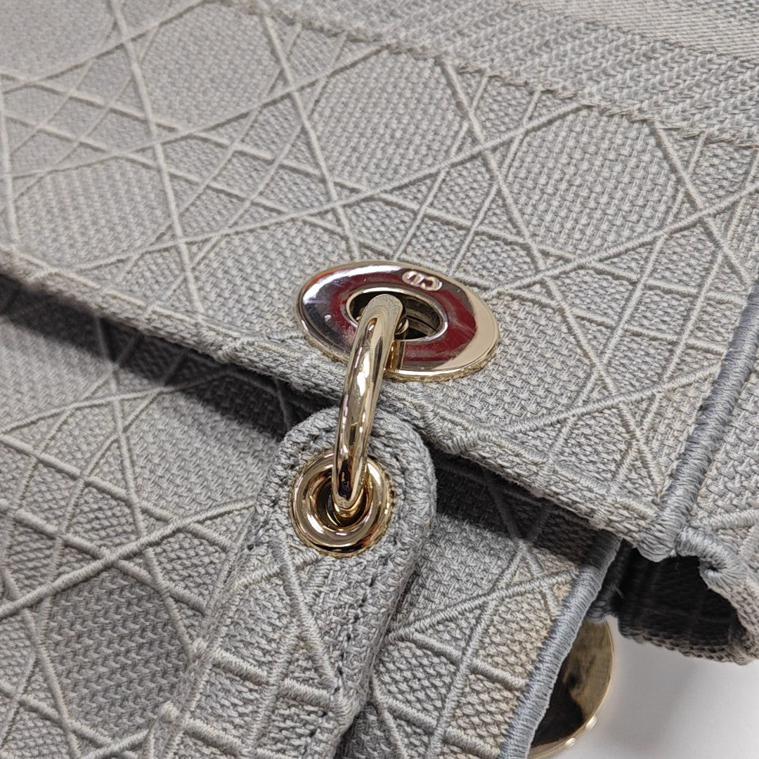 Lady D-Lite Medium Cannage Canvas Gray
