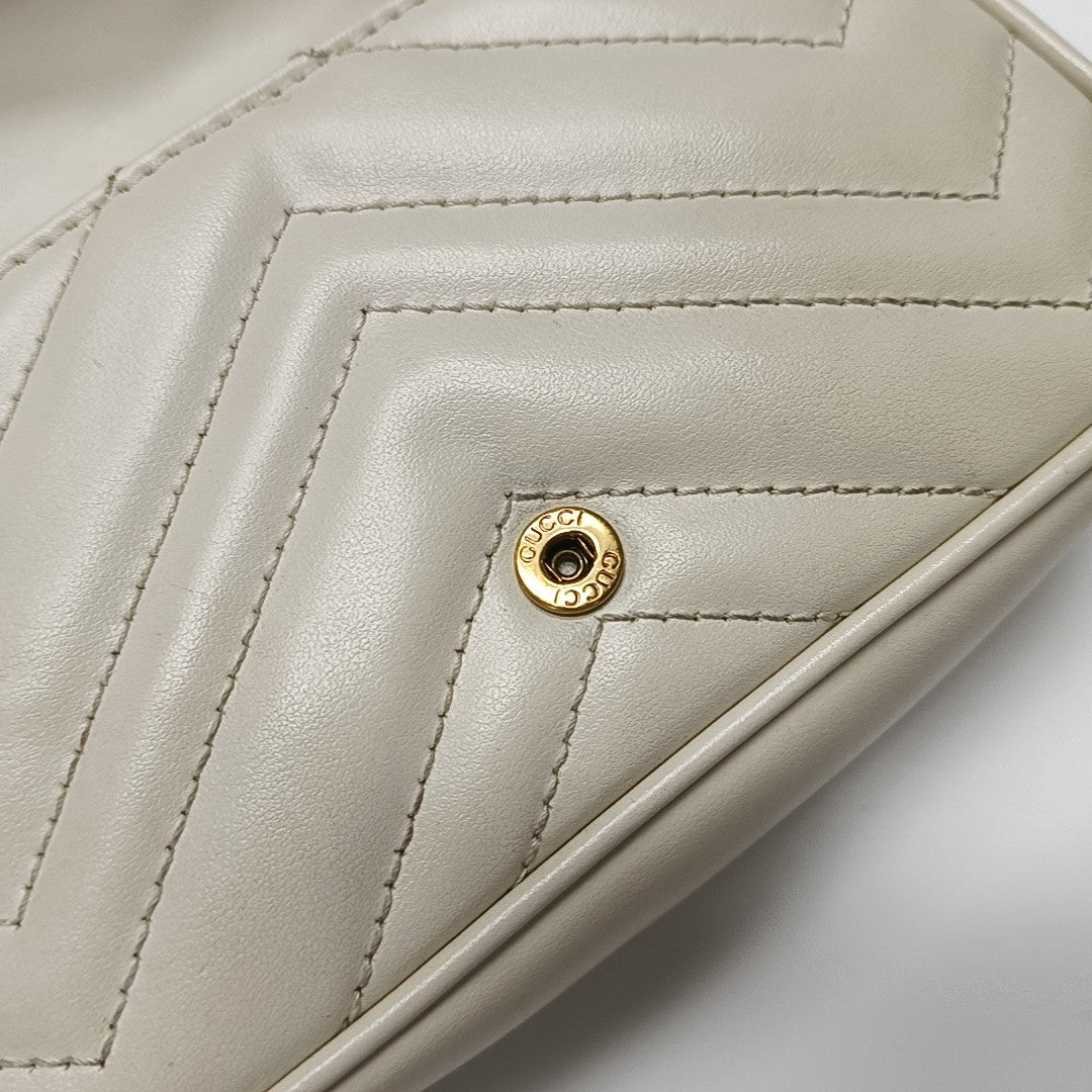 GG Marmont Mini Quilted Calfskin White