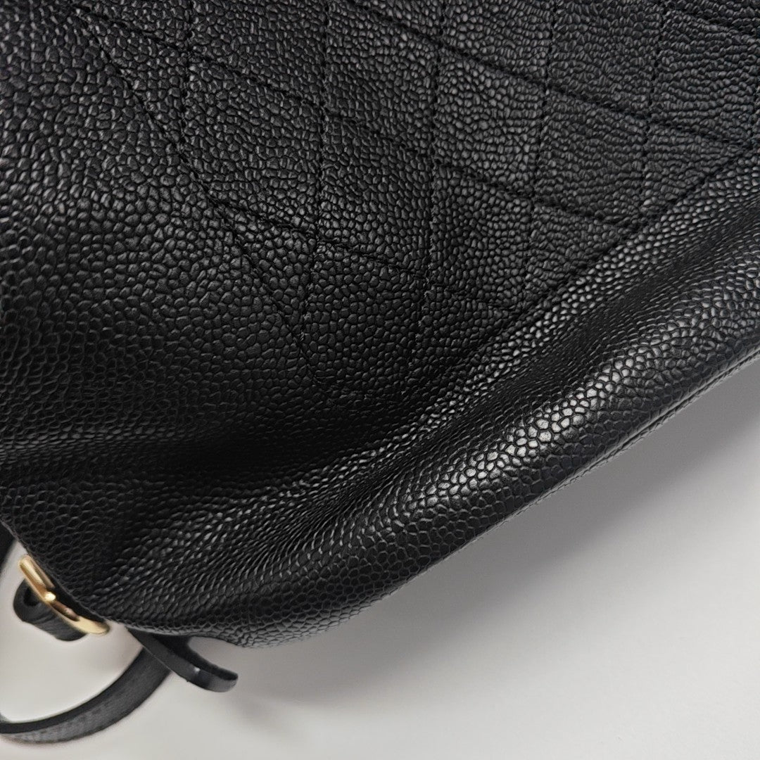 Quilted Grained Calfskin Backpack Black