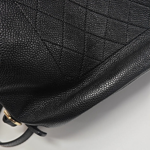 Quilted Grained Calfskin Backpack Black