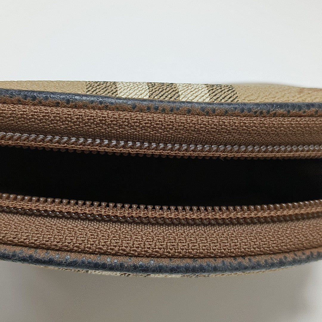 Coated Canvas Clutch Brown