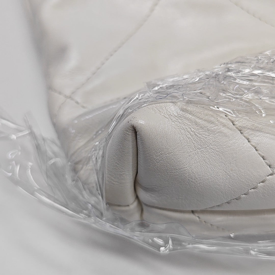 Authenticated pre-owned  CHANEL 22 Mini Quilted Calfskin White - Tote Bag at Looply