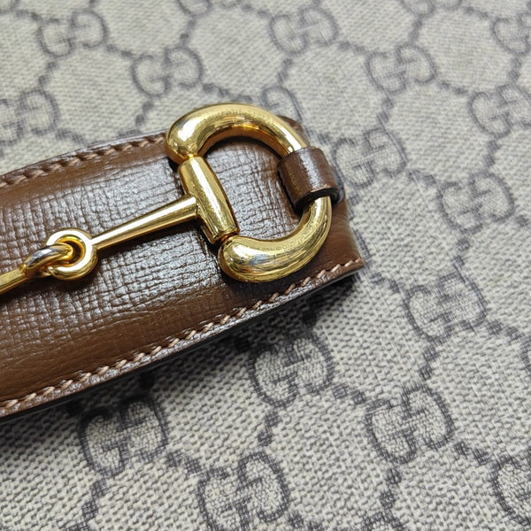 Horsebit 1955 Medium Monogram Coated Canvas Beige