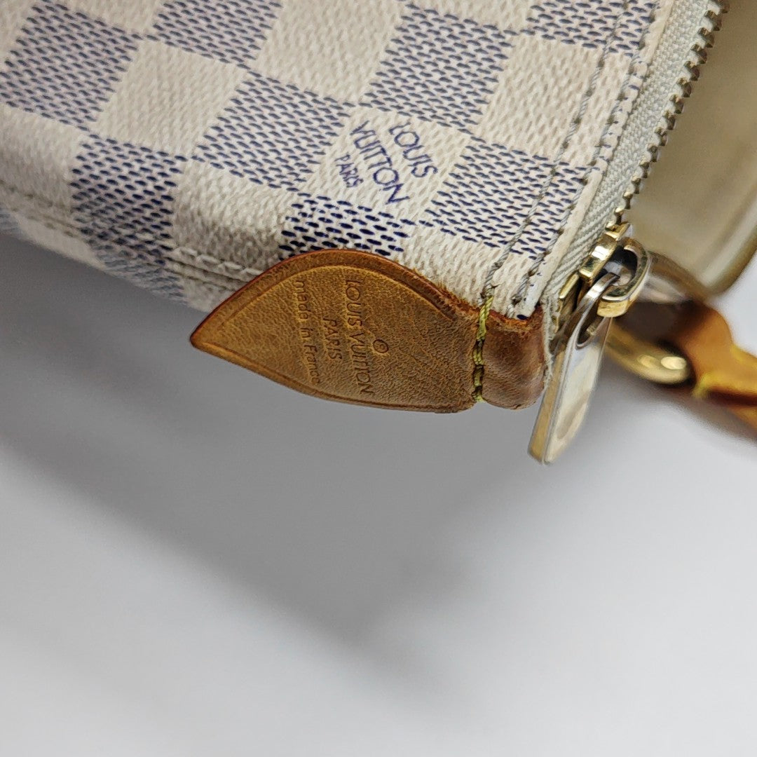 SALEYA PM Damier Azur Coated Canvas White