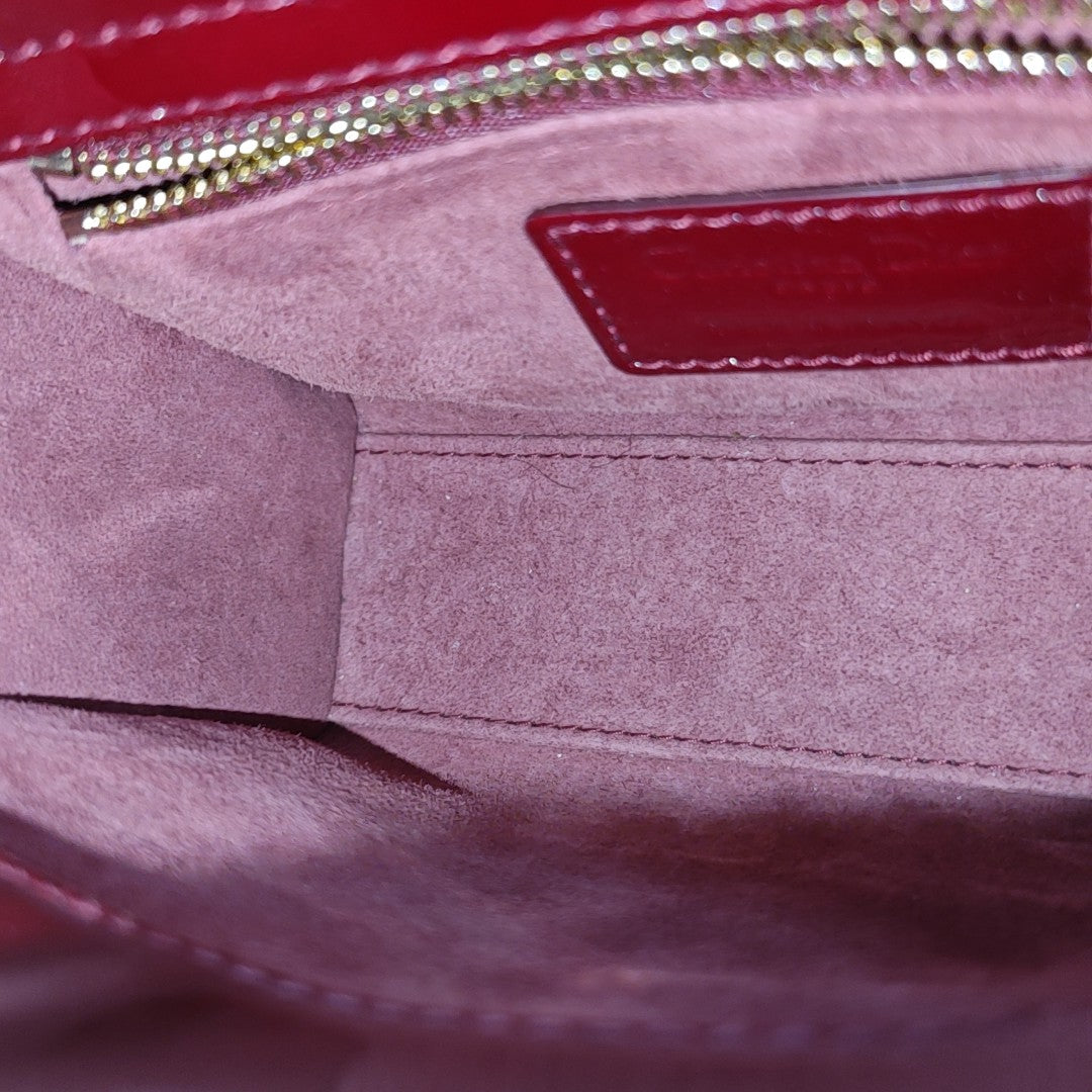 Lady Dior Mini Cannage Patent Leather Red