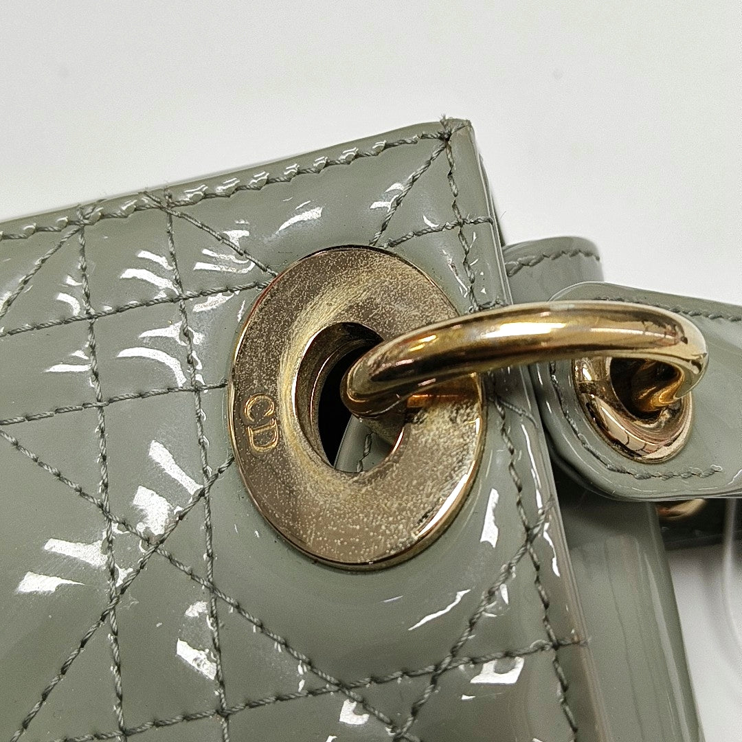 Lady Dior Mini Cannage Patent Leather Green
