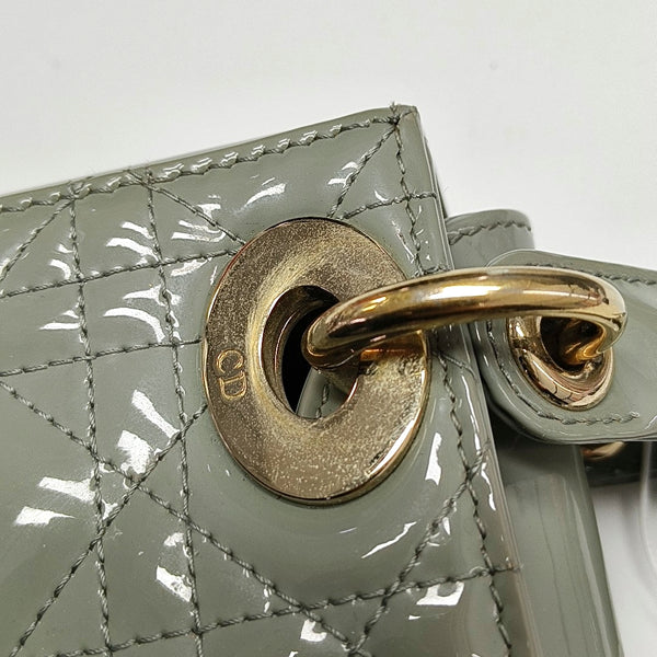 Lady Dior Mini Cannage Patent Leather Green