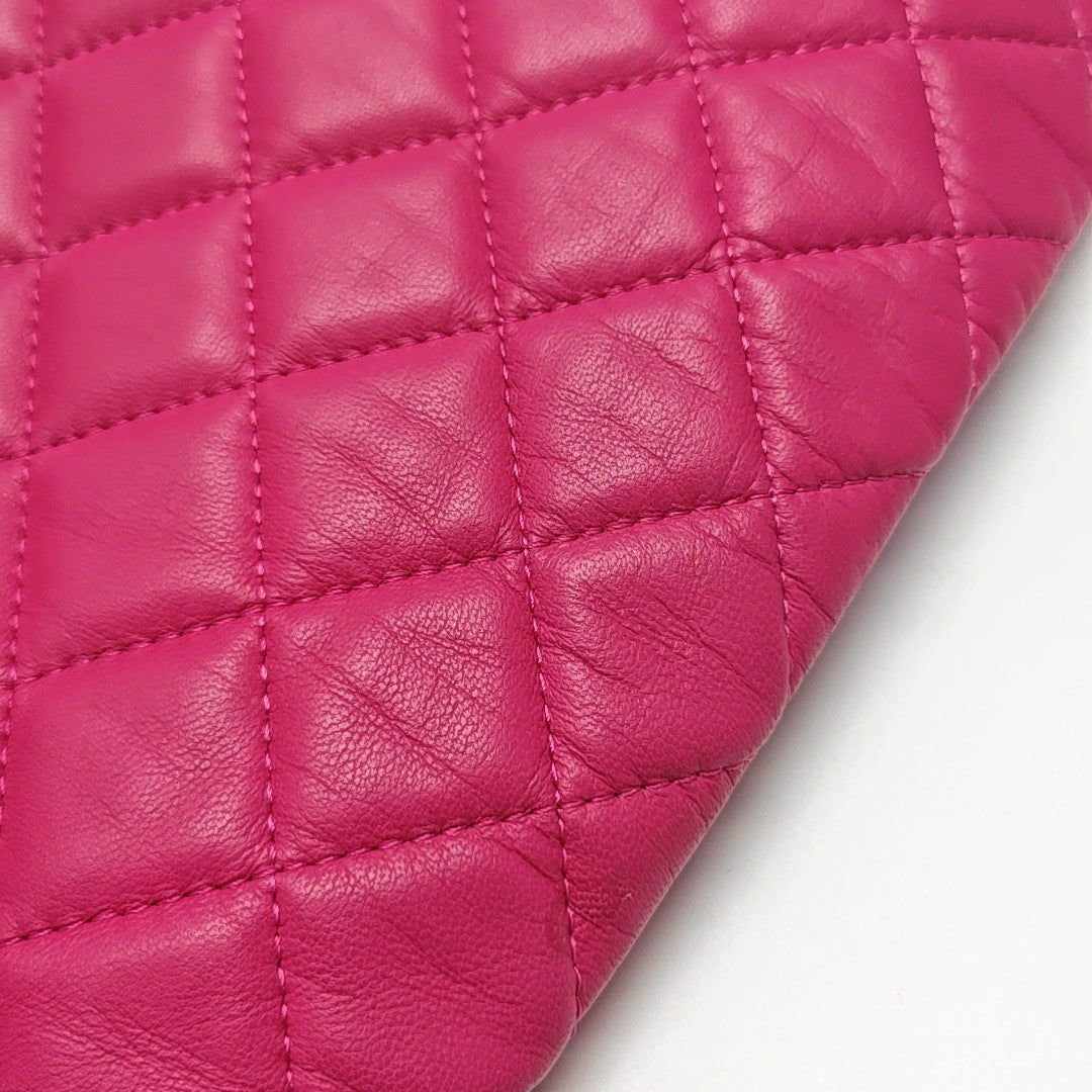 Quilted Lambskin Clutch Large Pink