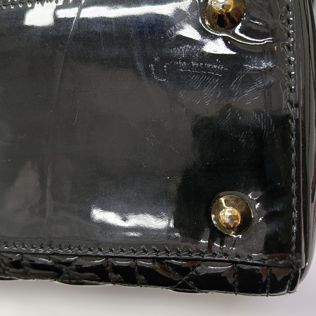 Lady Dior Large Cannage Patent Leather Black