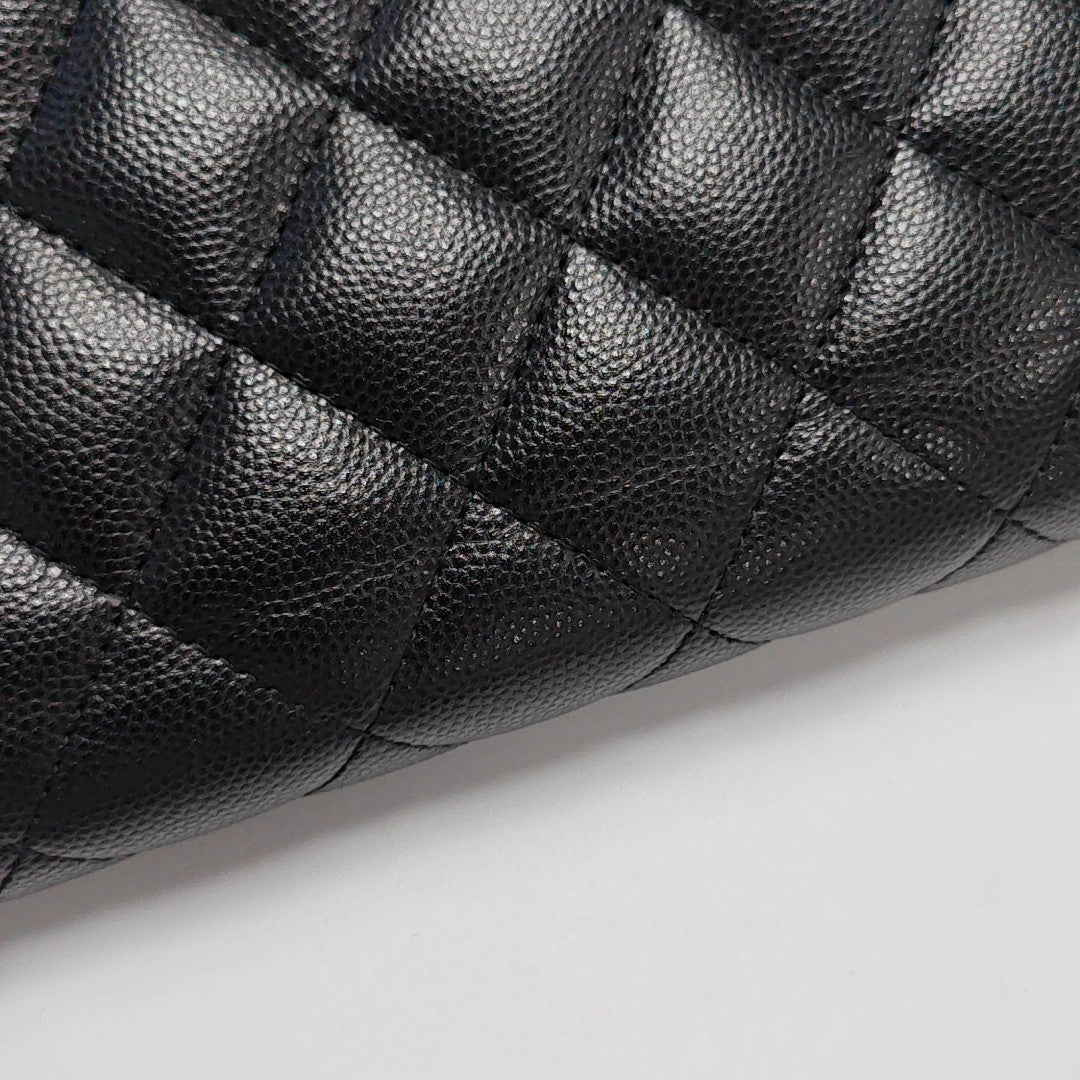 Quilted Grained Calfskin Shoulder Bag Black
