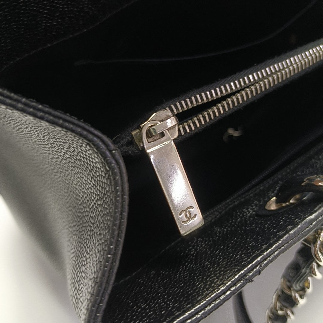 CHANEL GST Large Quilted Grained Calfskin Brown