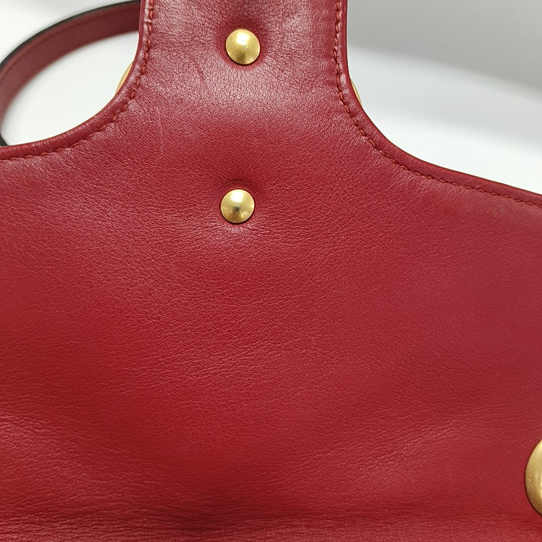 GG Marmont Medium Quilted Calfskin Red