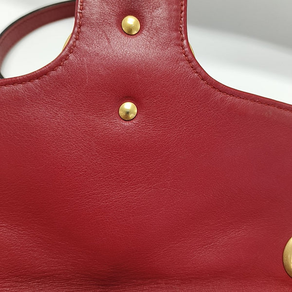 GG Marmont Medium Quilted Calfskin Red