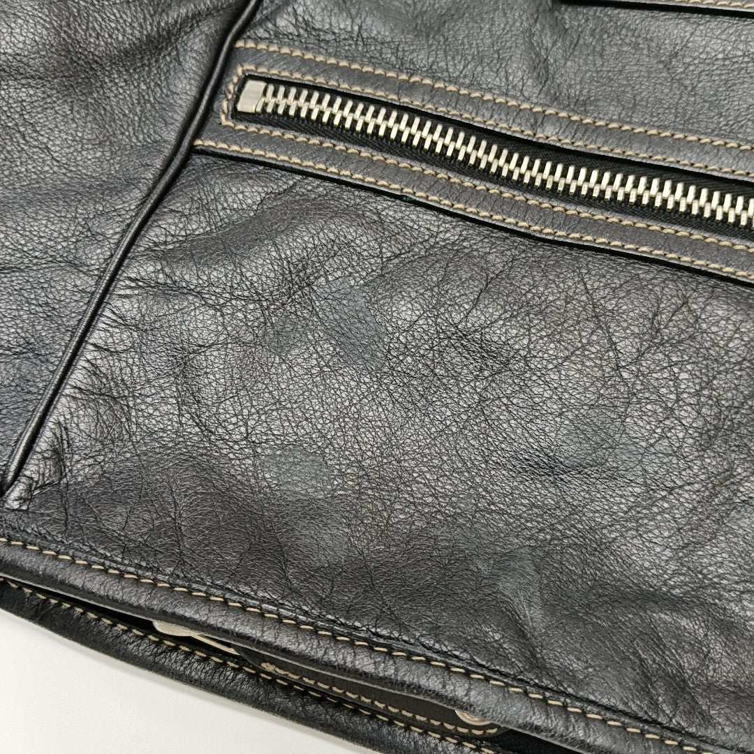 Monogram Calfskin Tote Bag Black