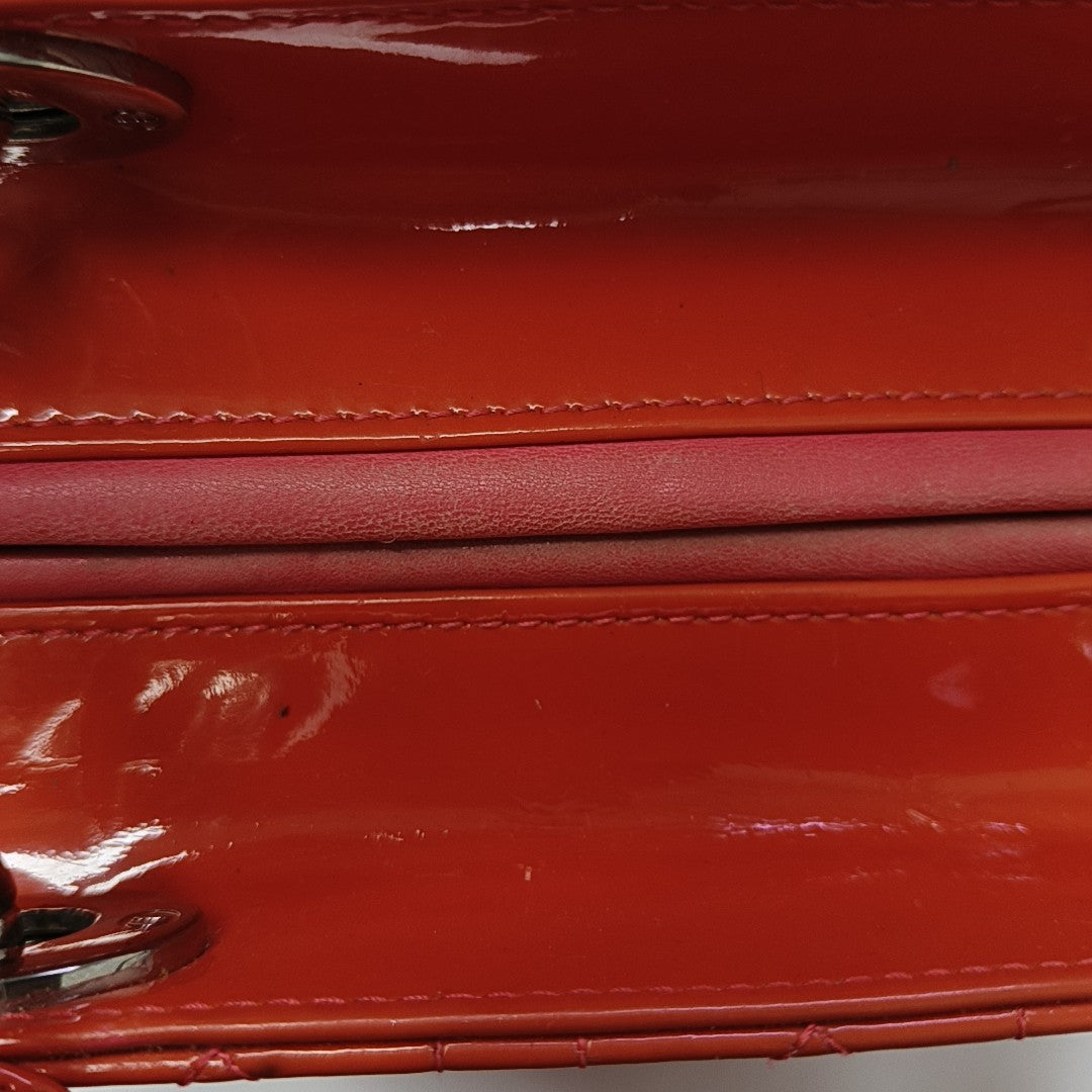 Lady Dior Medium Cannage Patent Leather Orange