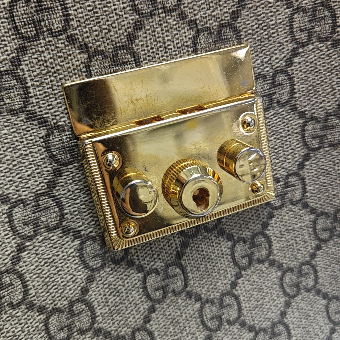 Padlock Medium Monogram Coated Canvas Beige