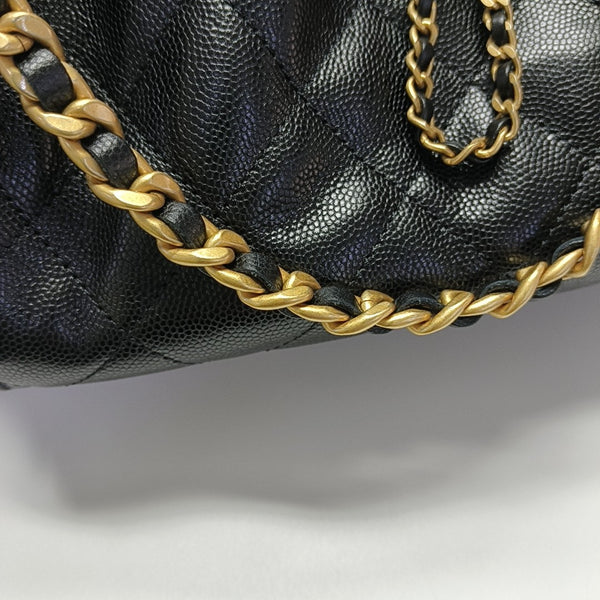 CHANEL 25 Mini Quilted Grained Calfskin Black