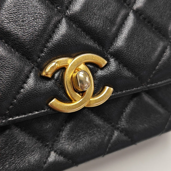 Quilted Lambskin Shoulder Bag Mini Black