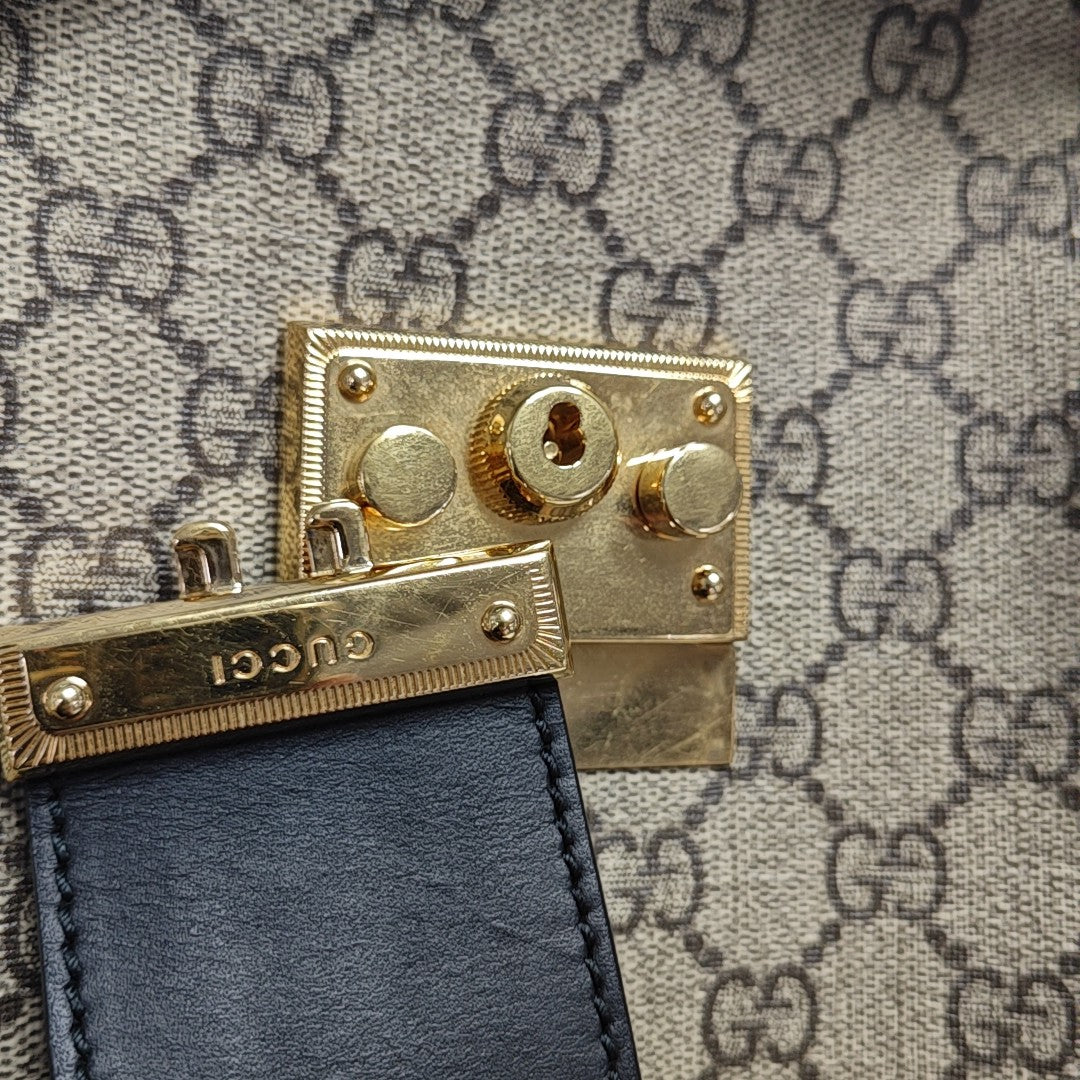 Padlock Medium Monogram Coated Canvas Beige