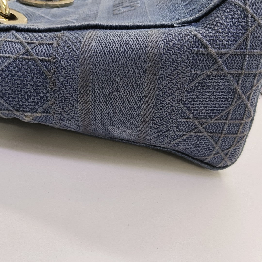 Lady D-Lite Medium Cannage Canvas Blue